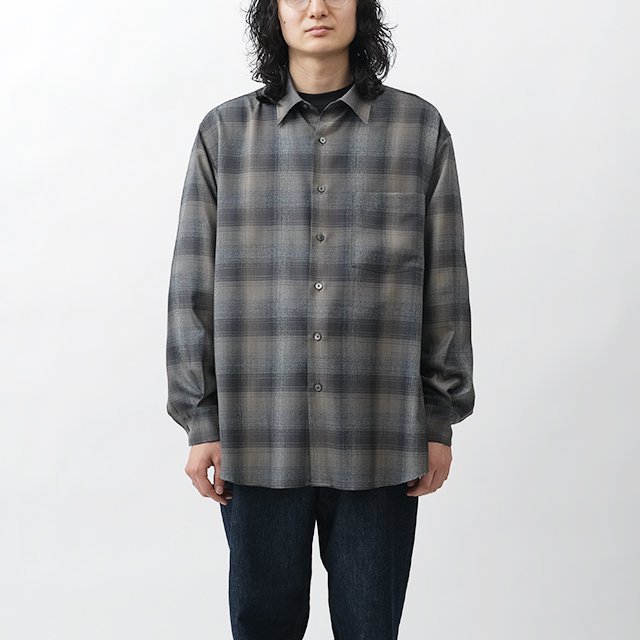 SUPER LIGHT WOOL CHECK SHIRT #CHARCOAL GRAY CHECK [A24AS01LC]