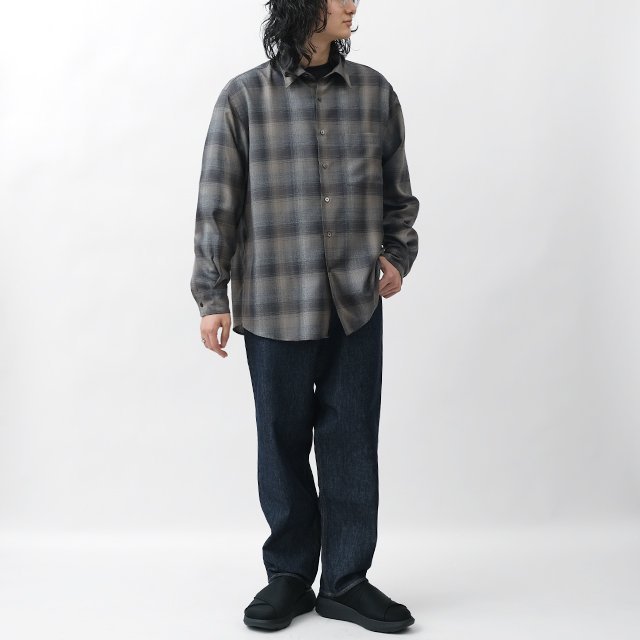 SUPER LIGHT WOOL CHECK SHIRT #CHARCOAL GRAY CHECK [A24AS01LC]