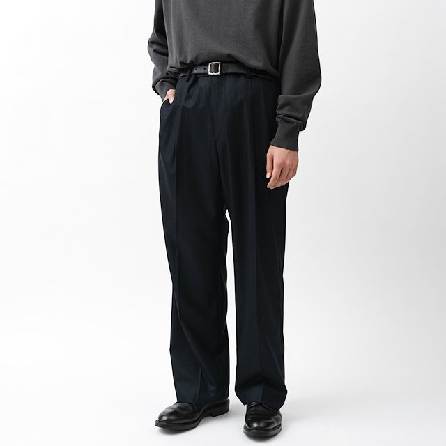 WOOL FULLING FLANNEL STRIPE SLACKS #TOP DARK NAVY [A24AP02HC]