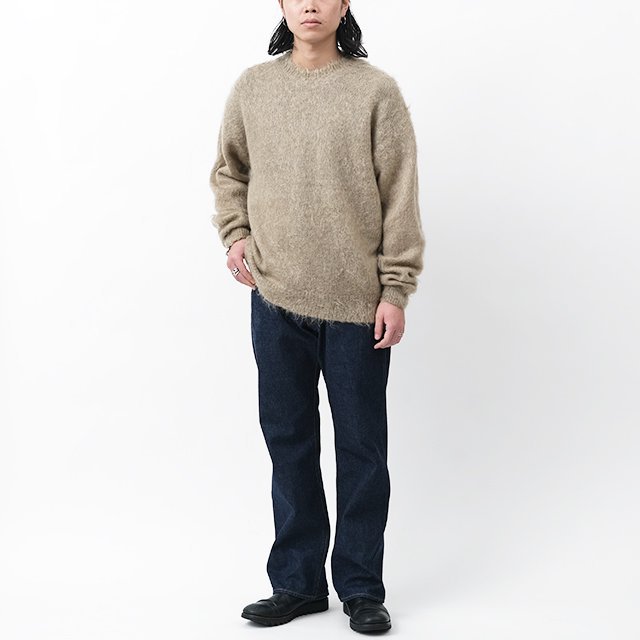 BRUSHED SUPER KID MOHAIR KNIT P/O #GRAY BEIGE [A24AP02KM]