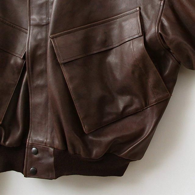 AURALEE LAMB LEATHER FLIGHT BLOUSON #BROWN [A25SB01LV