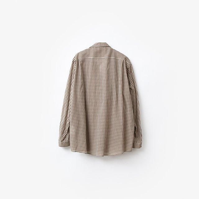 AURALEE AIRY LIGHT COTTON CHECK P/O SHIRT #BROWN GINGHAM