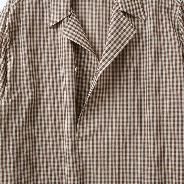 AURALEE AIRY LIGHT COTTON CHECK P/O SHIRT #BROWN GINGHAM