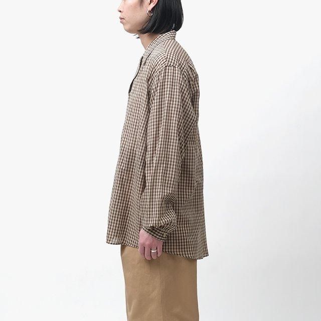 AURALEE AIRY LIGHT COTTON CHECK P/O SHIRT #BROWN GINGHAM