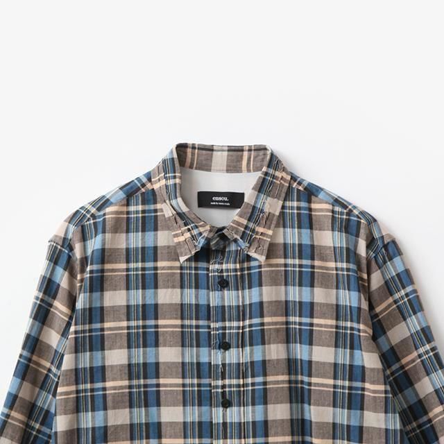 極美品ensou. French Linen Rough Cut Shirt ensou.】Rough Cut Shirt - HUUKU