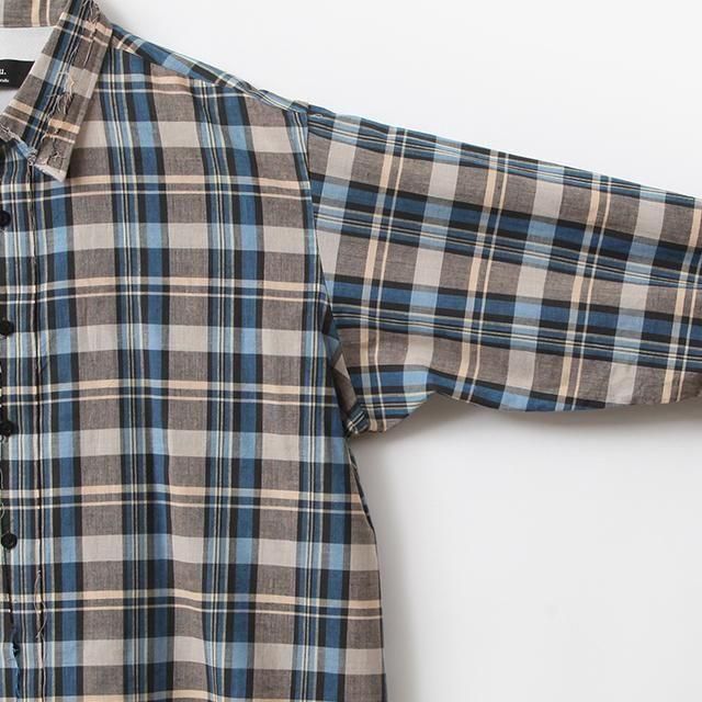 ensou. Rough Cut Shirt #Blue Check [E12S006] ｜Silver and Gold