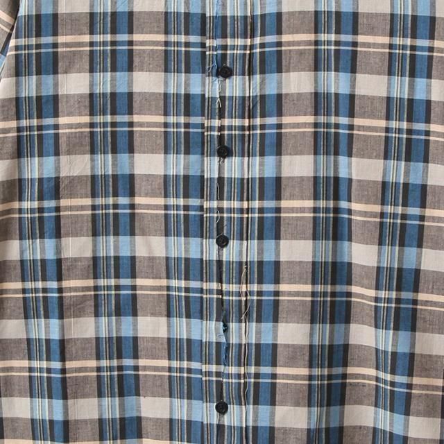 ensou. Rough Cut Shirt #Blue Check [E12S006] ｜Silver and