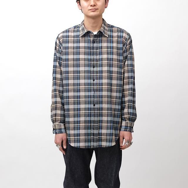 ensou. Rough Cut Shirt #Blue Check [E12S006] ｜Silver and