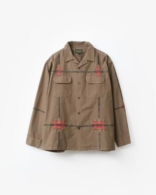 PENDLETON Garment Dye EMB Open Collar Shirt #Mocha [5475-1011]