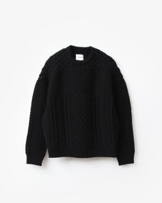 TheSoloist. fisherman's crew neck sweater. #black [sk.0008AW25]