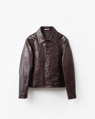 AURALEE HEAVY LAMB LEATHER BLOUSON #DARK BROWN [A25AB02LA]