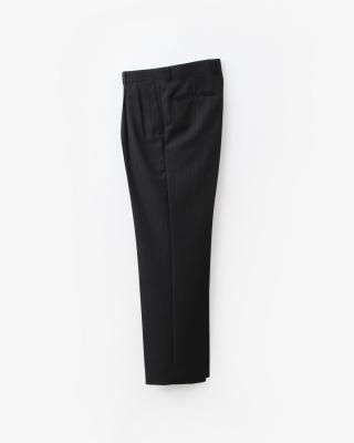 AURALEE BLUEFACED WOOL TWO-TUCK SLACKS #CHARCOAL NAVY STRIPE [A25AP02BS]