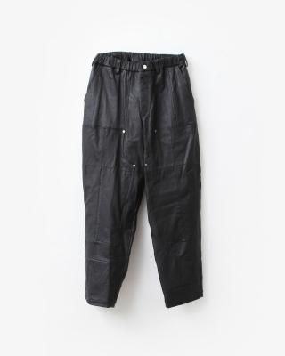 OLD PARK DOUBLE KNEE  PANTS #LEATHER BLACK size:L type:D [OP-501]