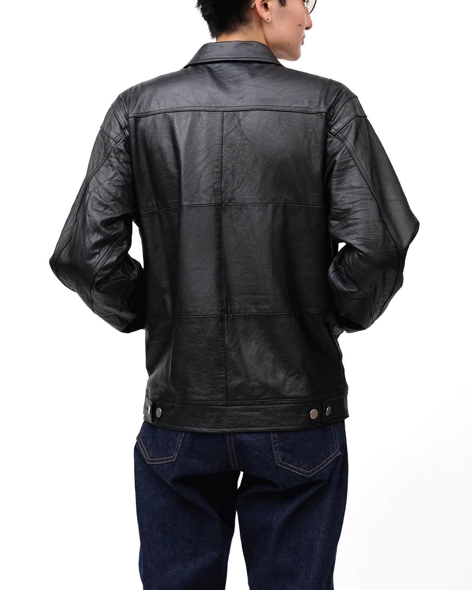 PXG ジッププルオーバー　ブラック OLD PARK ZIP UP WORK JACKET #LEATHER BLACK size:L type:A [OP-516