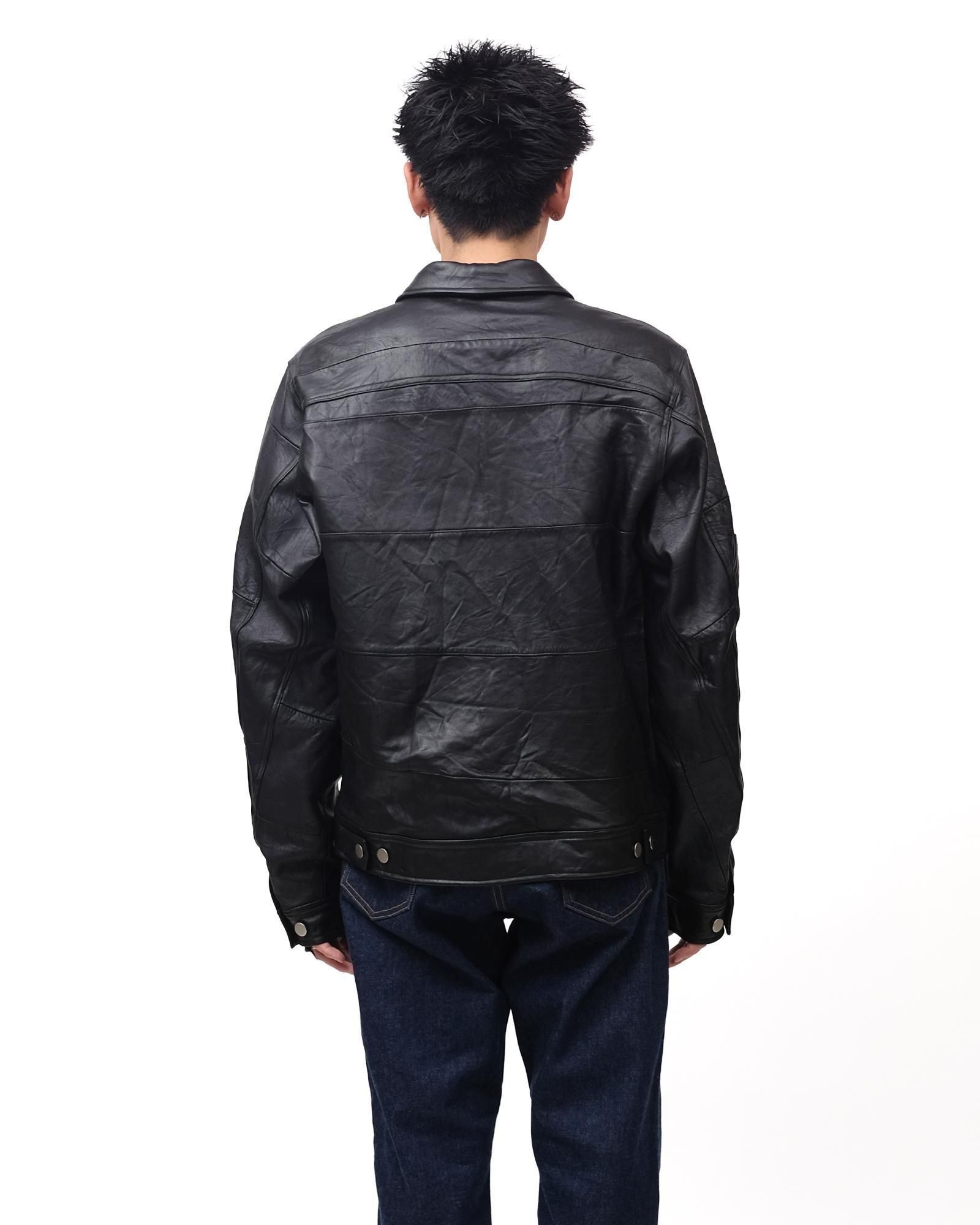 OLD PARK ZIP UP WORK JACKET #LEATHER BLACK size:L type:B [OP-516