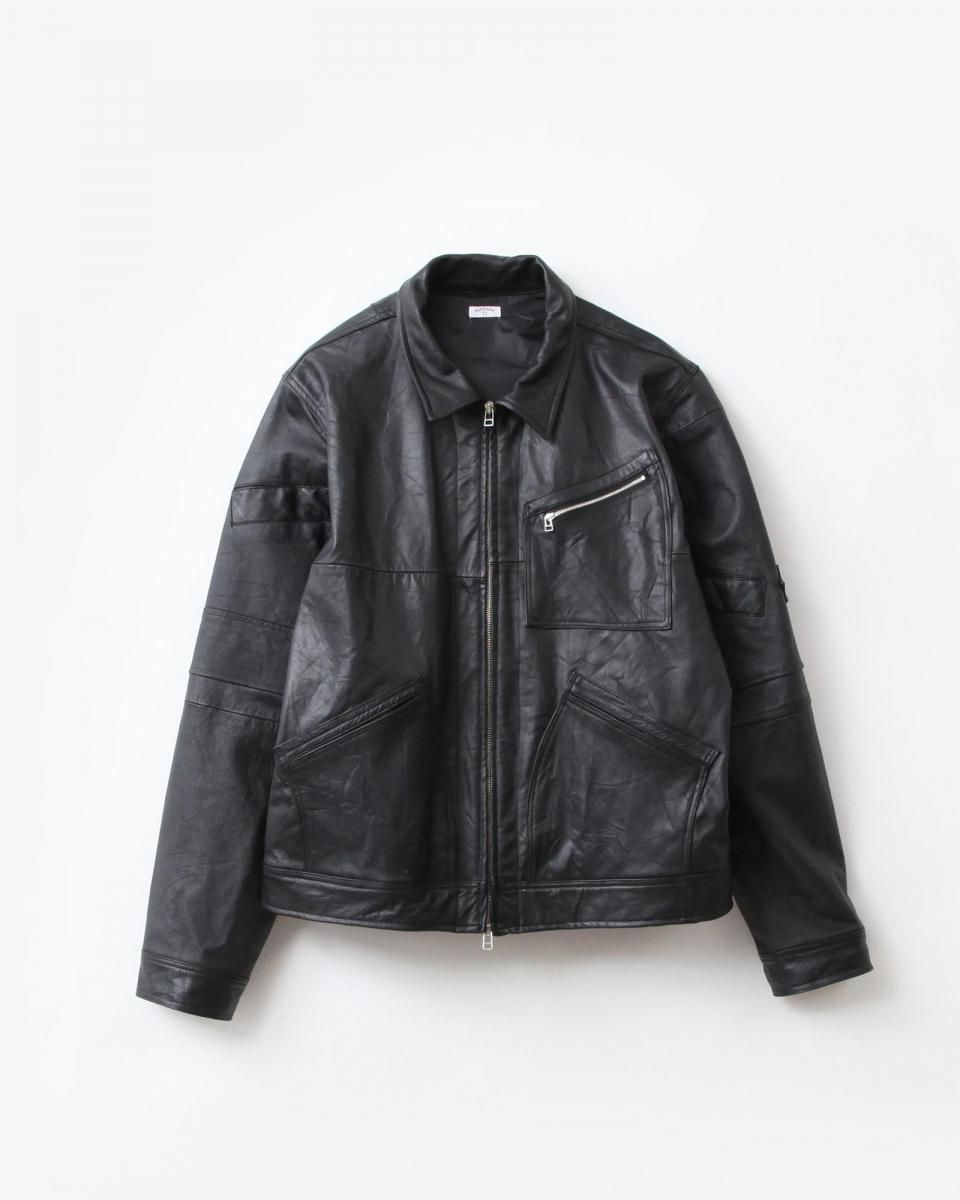 OLD PARK ZIP UP WORK JACKET #LEATHER BLACK size:XL type:E [OP-516