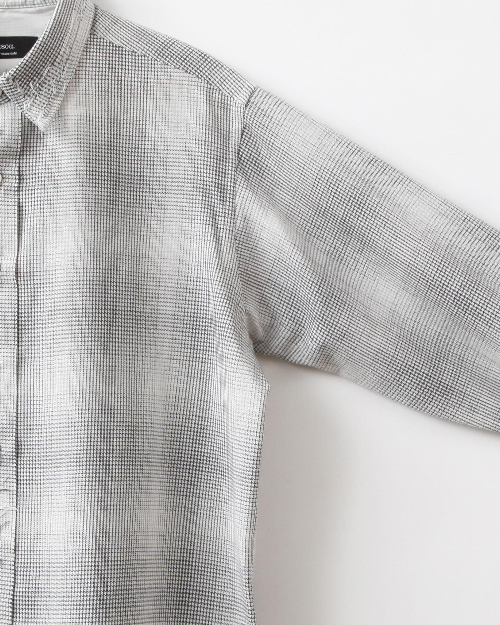 ensou. Rough Cut Shirt #Smoke Check [E13S007] ｜Silver and