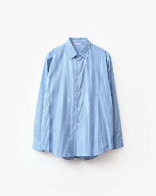AURALEE COTTON SILK STRIPE SHIRT #BLUE STRIPE [A25AS01CS]