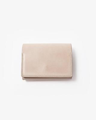 LEATHER & SILVER MOTO   COMPACT WALLET #CLASSIC NUDE [W10R]