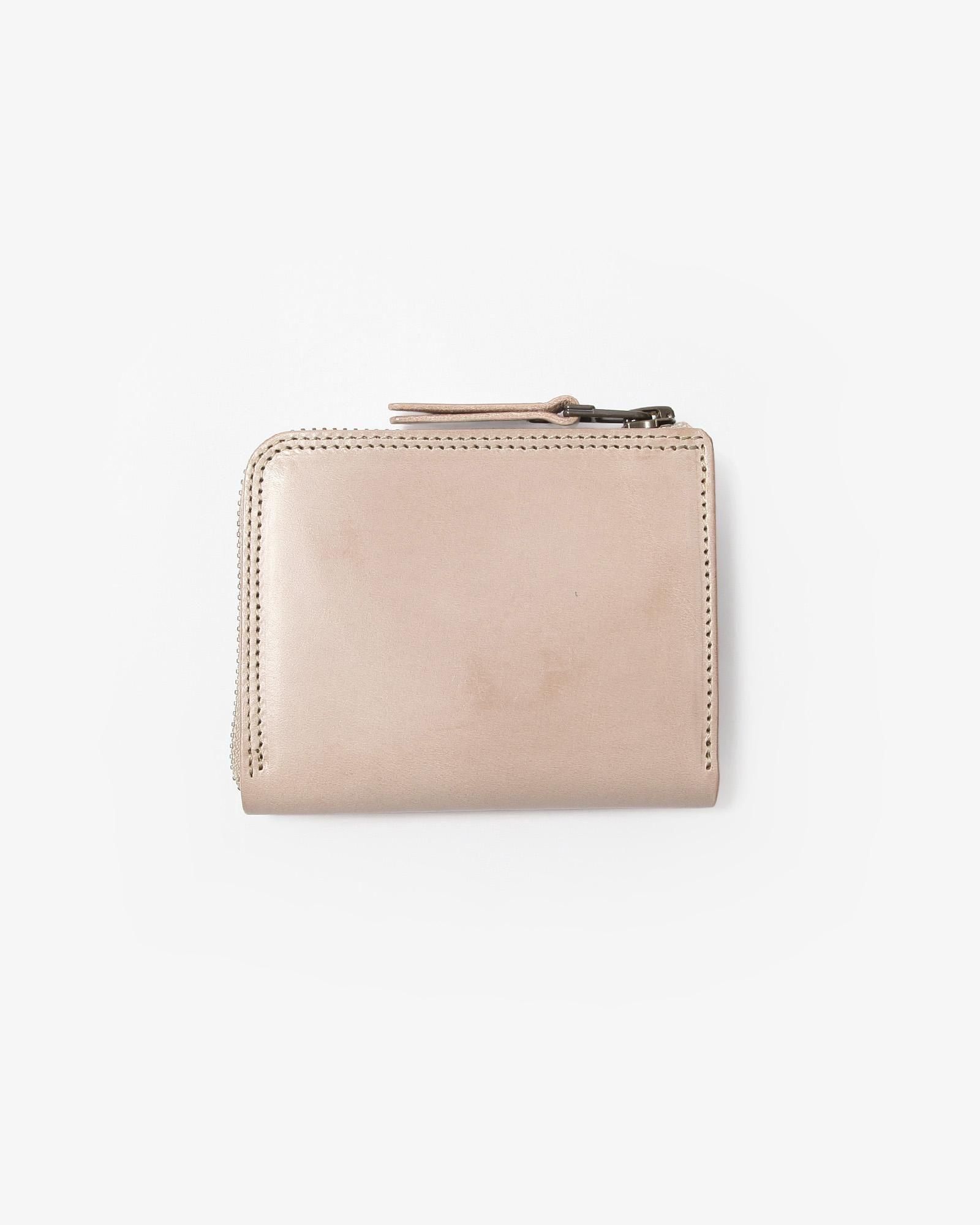 LEATHER & SILVER MOTO COMPACT ZIP WALLET #CLASSIC NUDE [FW4R