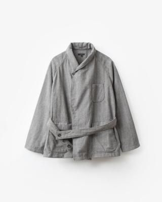 Engineered Garments Smoking Jacket - Wool Striped HB #Lt.Grey [RV170]