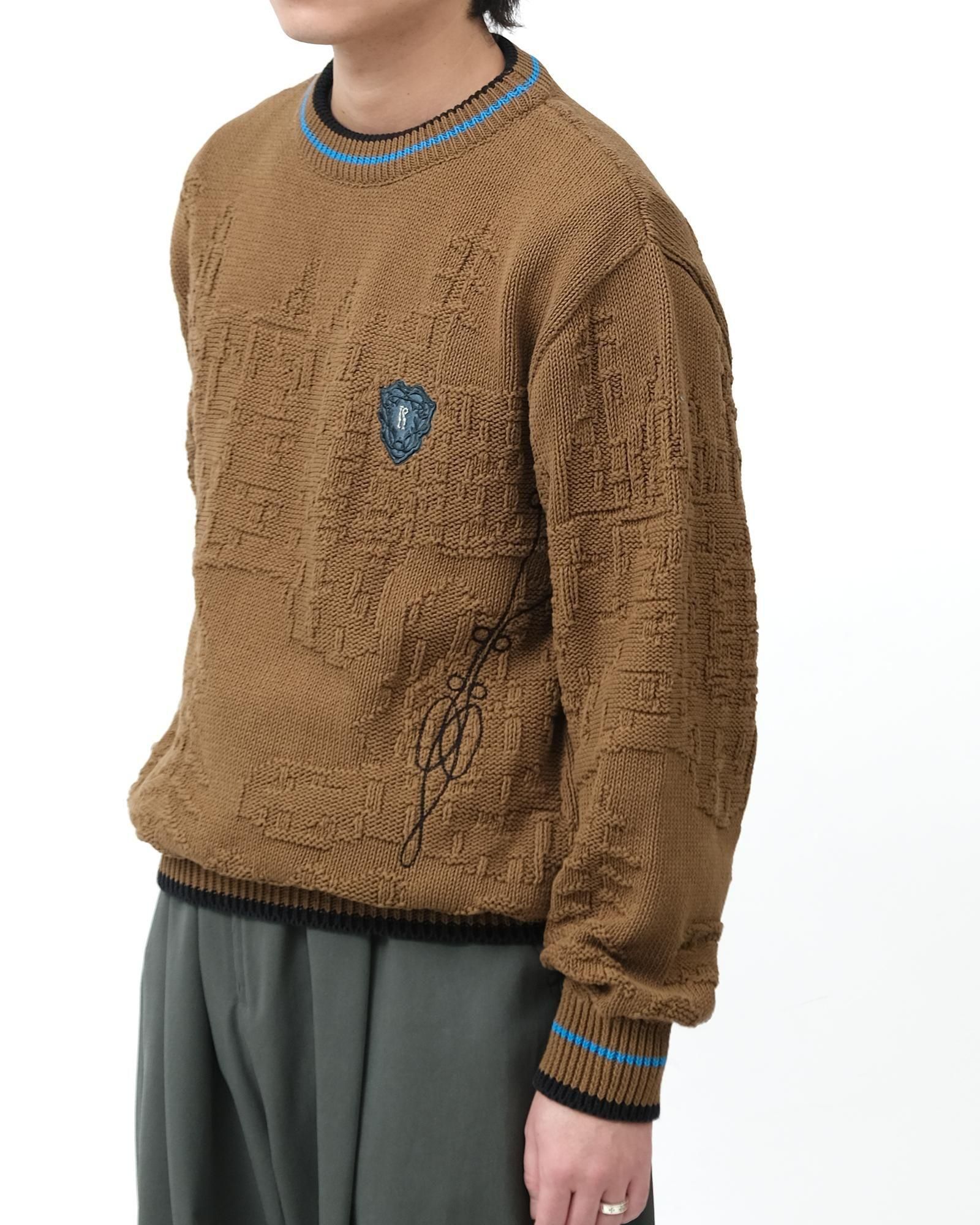 KIKO KOSTADINOV FITZ KNIT JUMPER #RUSSET BROWN/BLACK/CERULEAN