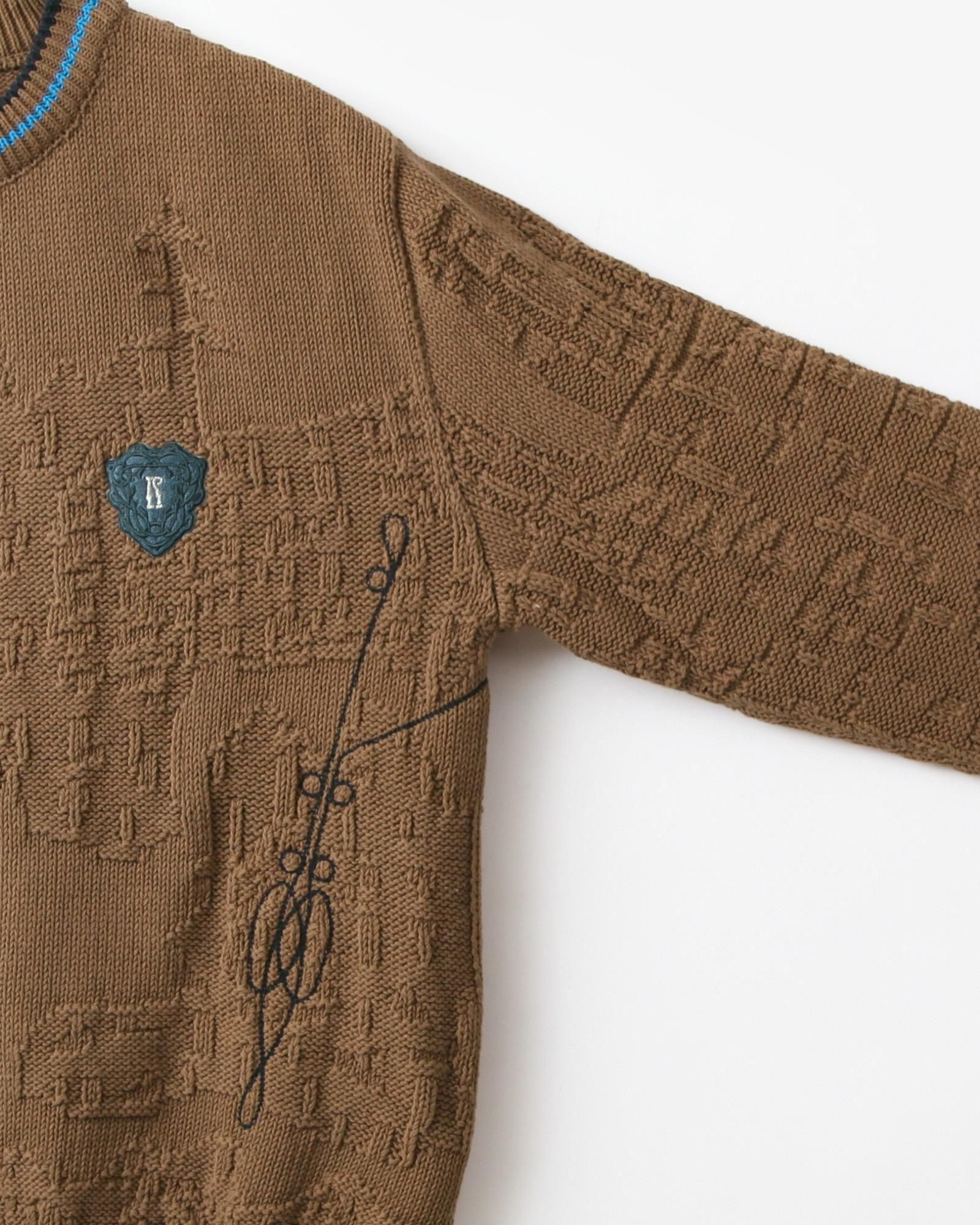 KIKO KOSTADINOV FITZ KNIT JUMPER #RUSSET BROWN/BLACK/CERULEAN