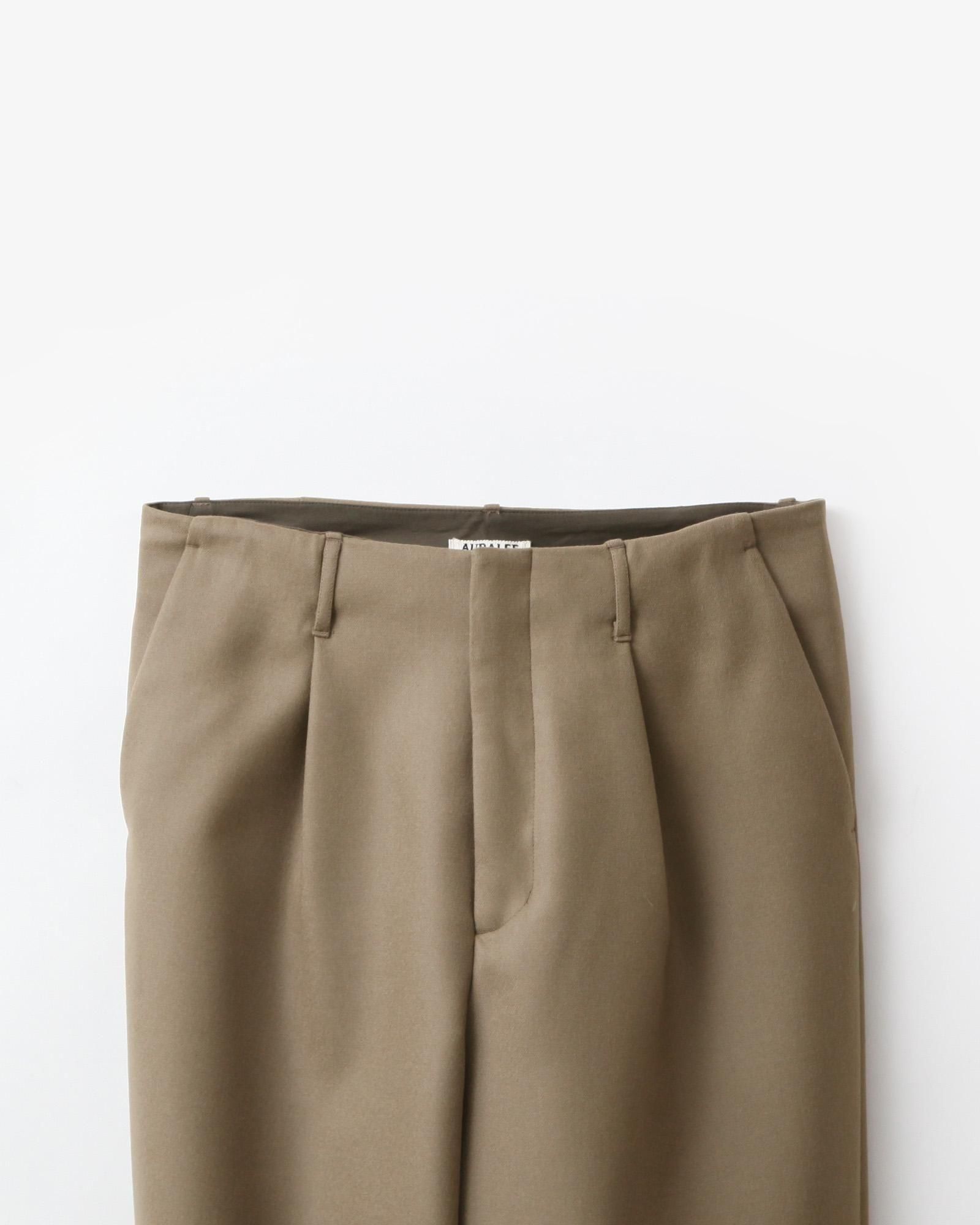 AURALEE LIGHT MELTON ONE-TUCK SLACKS #KHAKI BROWN [A25AP03LM