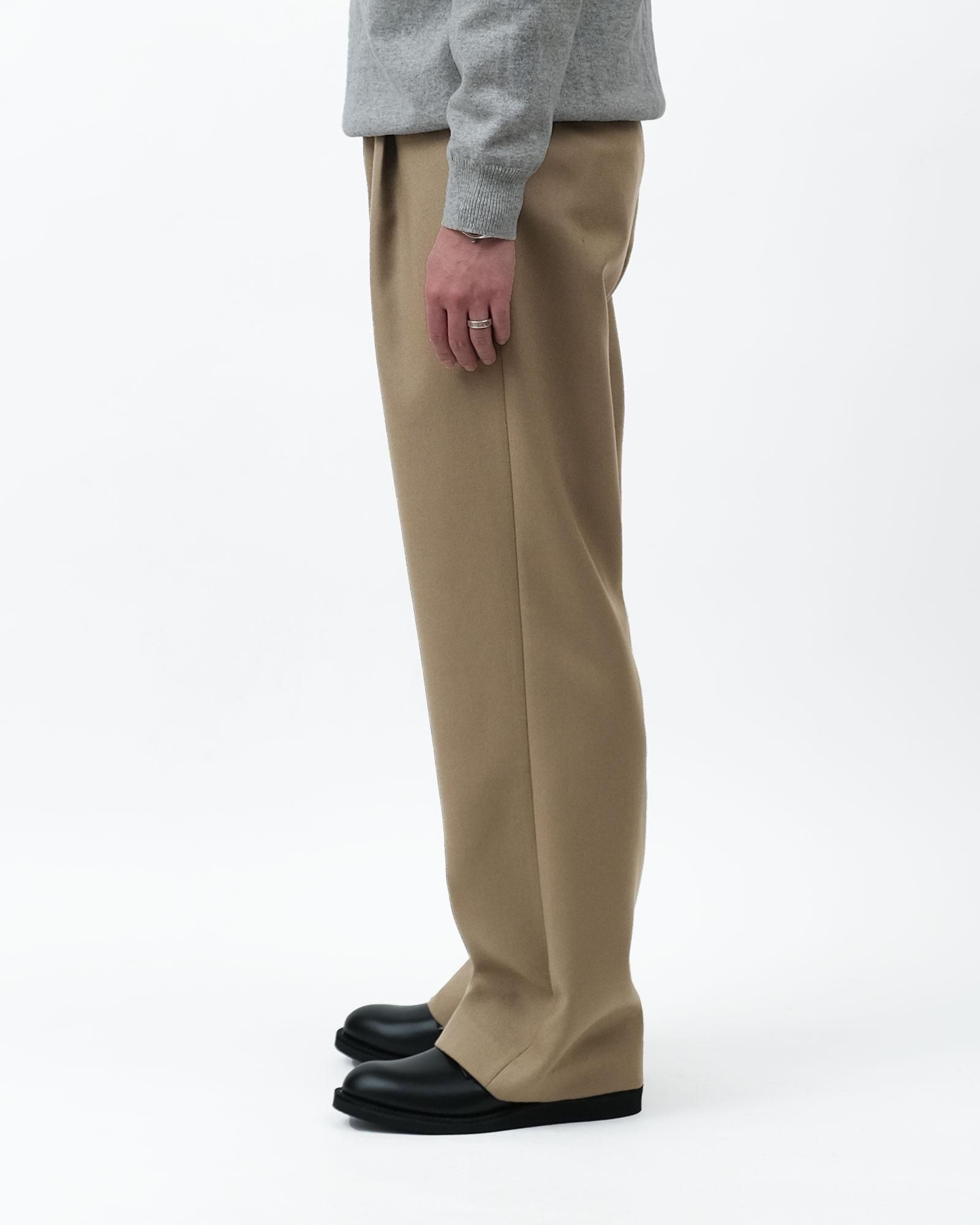 AURALEE LIGHT MELTON ONE-TUCK SLACKS #KHAKI BROWN [A25AP03LM