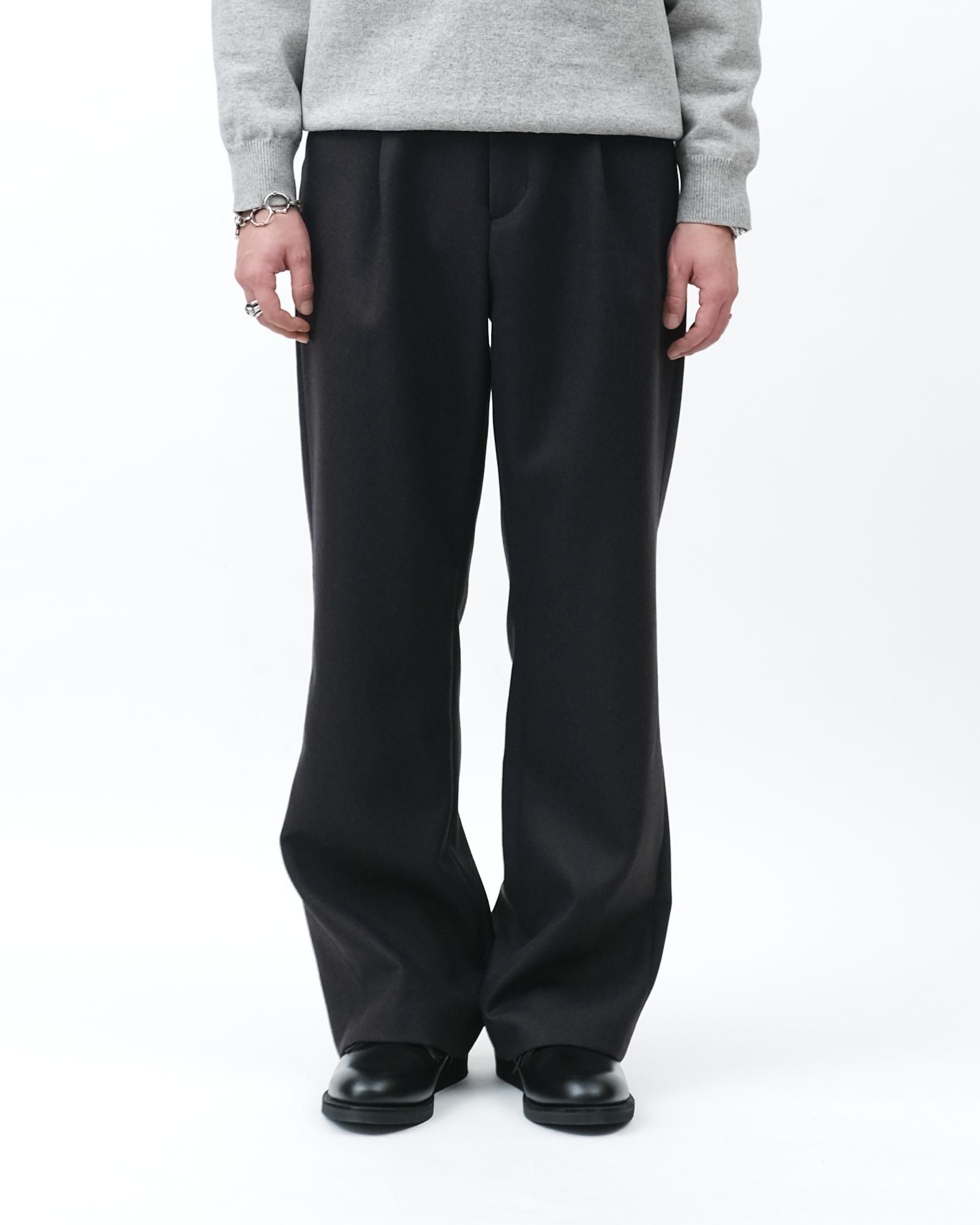 AURALEE LIGHT MELTON ONE-TUCK SLACKS #DARK CHARCOAL [A25AP03LM
