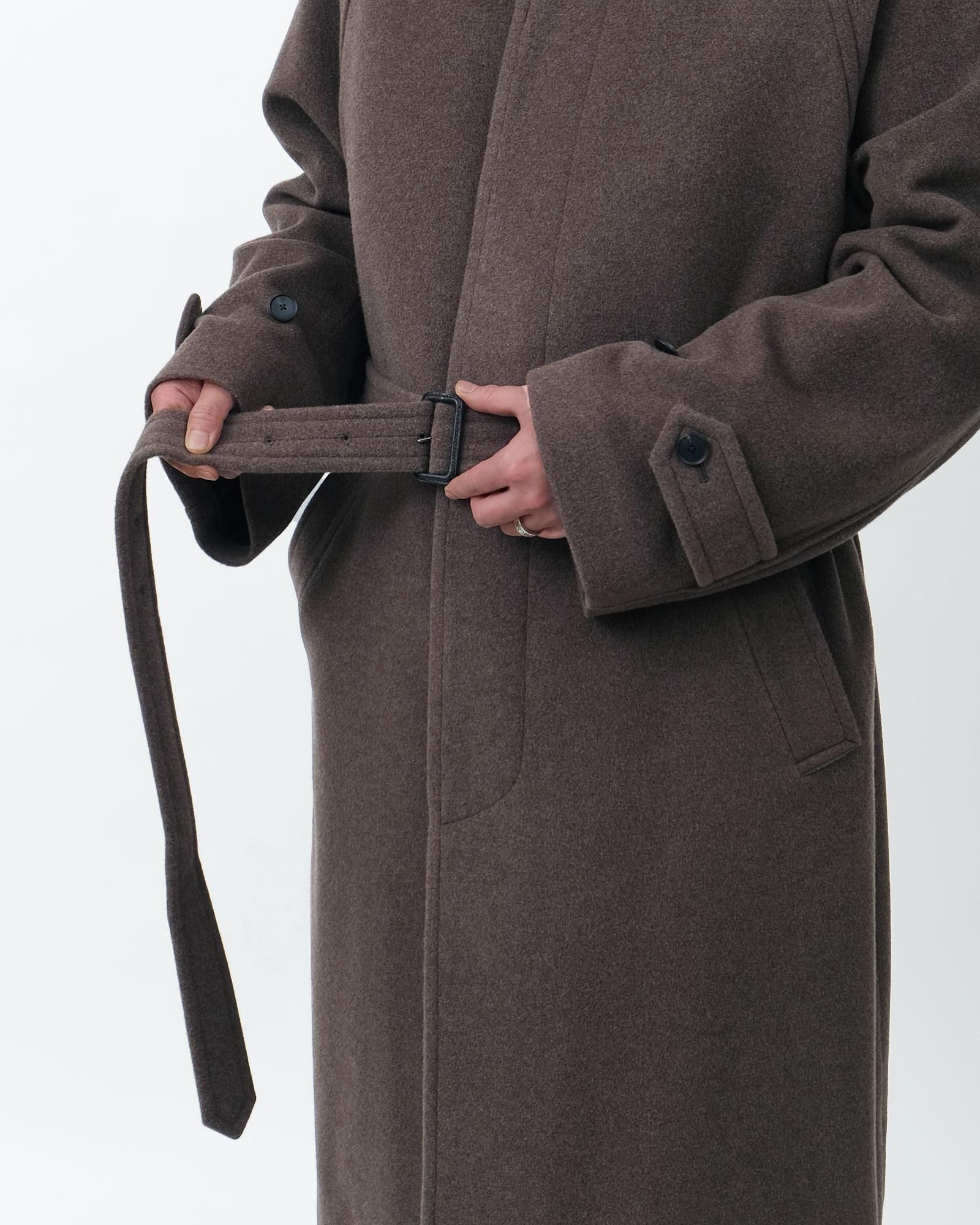 AURALEE SUPER FINE WOOL MOSSER SOUTIEN COLLAR COAT #TOP BROWN