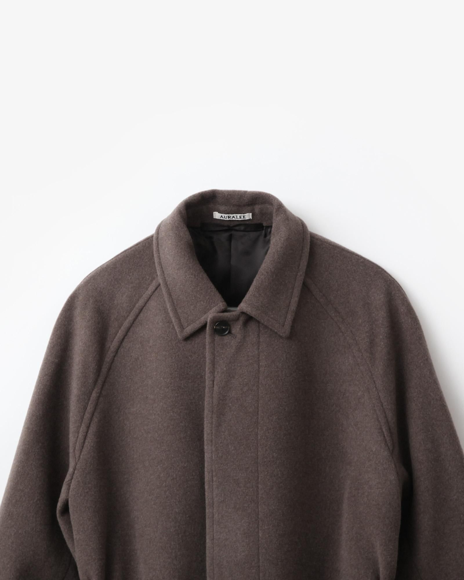 AURALEE SUPER FINE WOOL MOSSER SOUTIEN COLLAR COAT #TOP BROWN