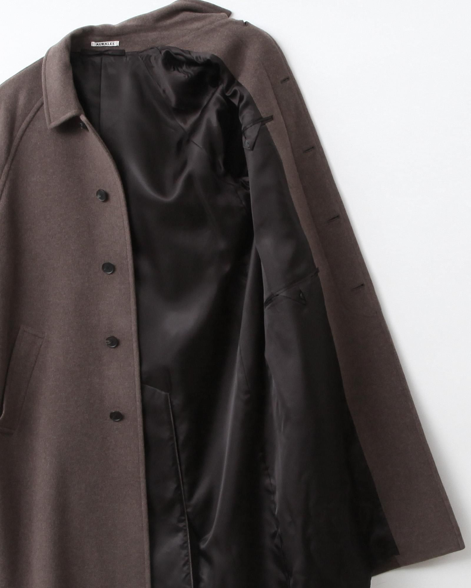 AURALEE SUPER FINE WOOL MOSSER SOUTIEN COLLAR COAT #TOP BROWN