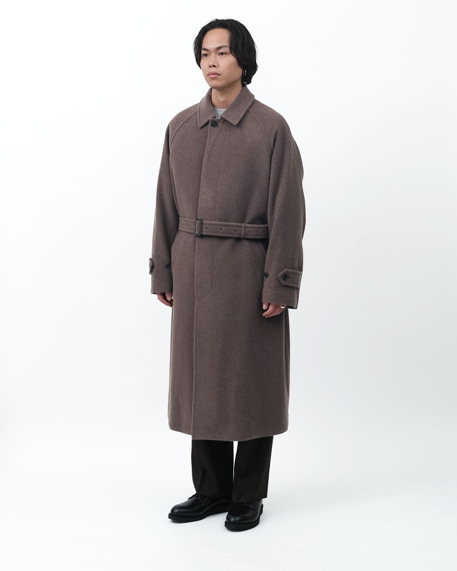 AURALEE SUPER FINE WOOL MOSSER SOUTIEN COLLAR COAT #TOP BROWN