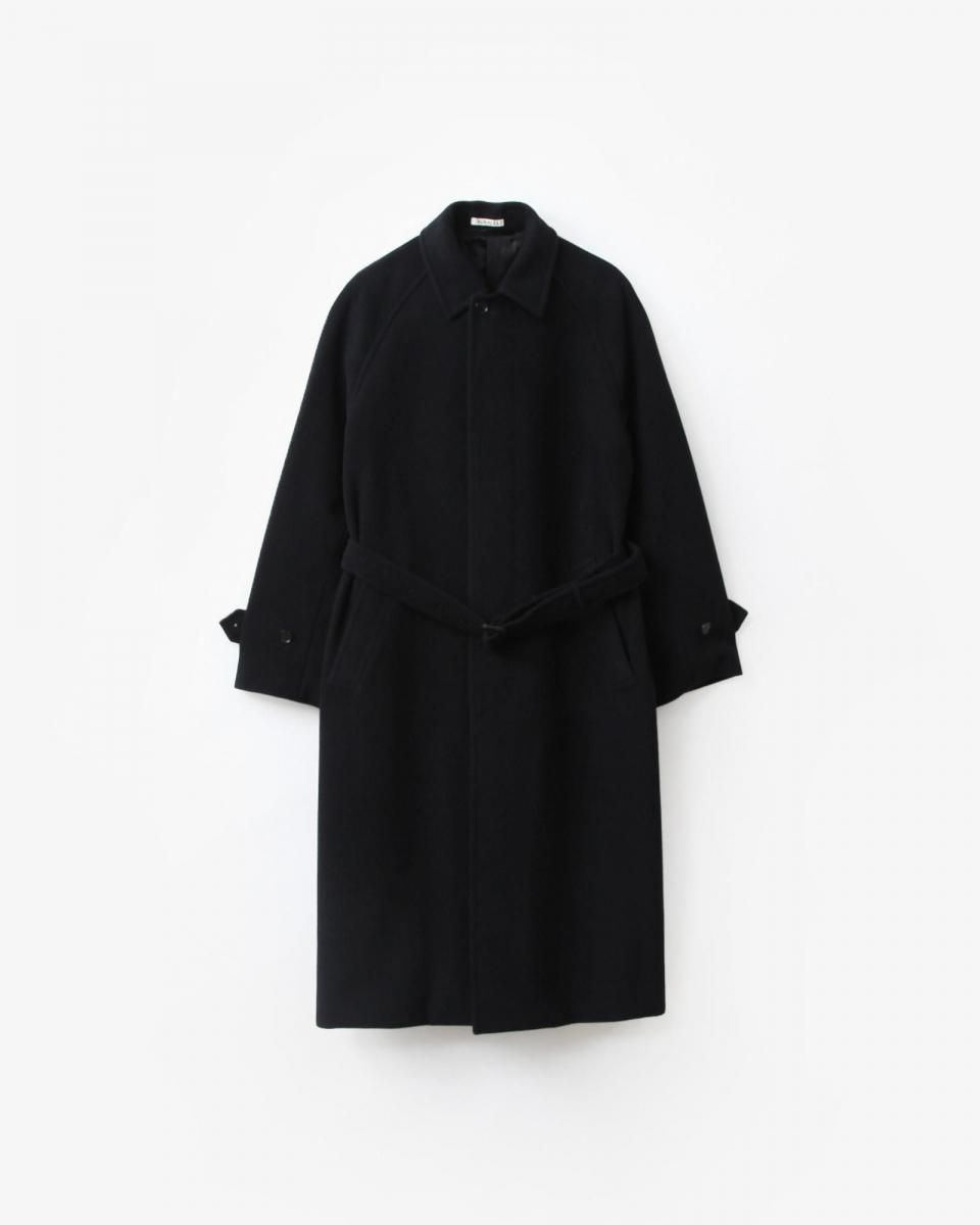 AURALEE SUPER FINE WOOL MOSSER SOUTIEN COLLAR COAT #BLACK