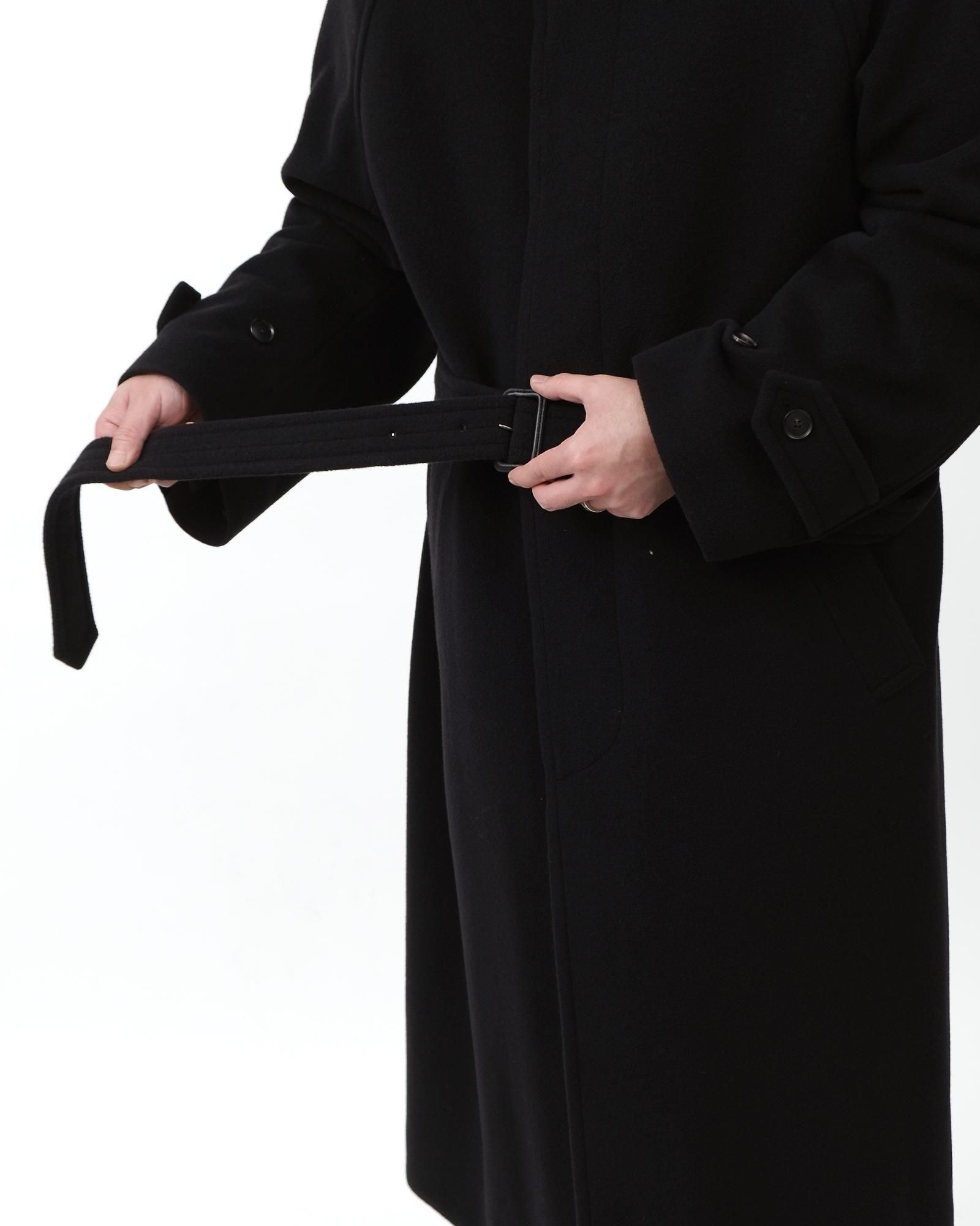 AURALEE SUPER FINE WOOL MOSSER SOUTIEN COLLAR COAT #BLACK