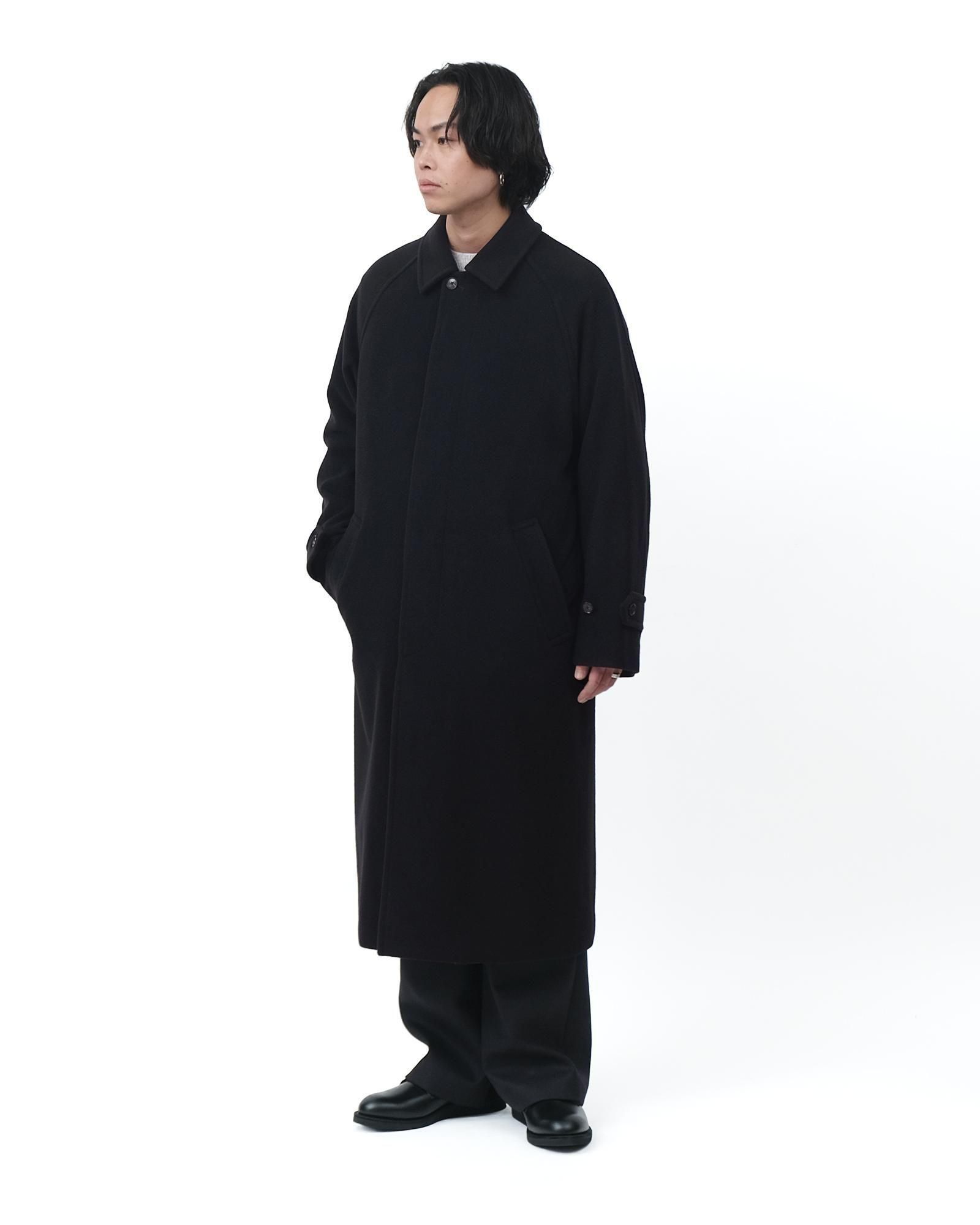 AURALEE SUPER FINE WOOL MOSSER SOUTIEN COLLAR COAT #BLACK
