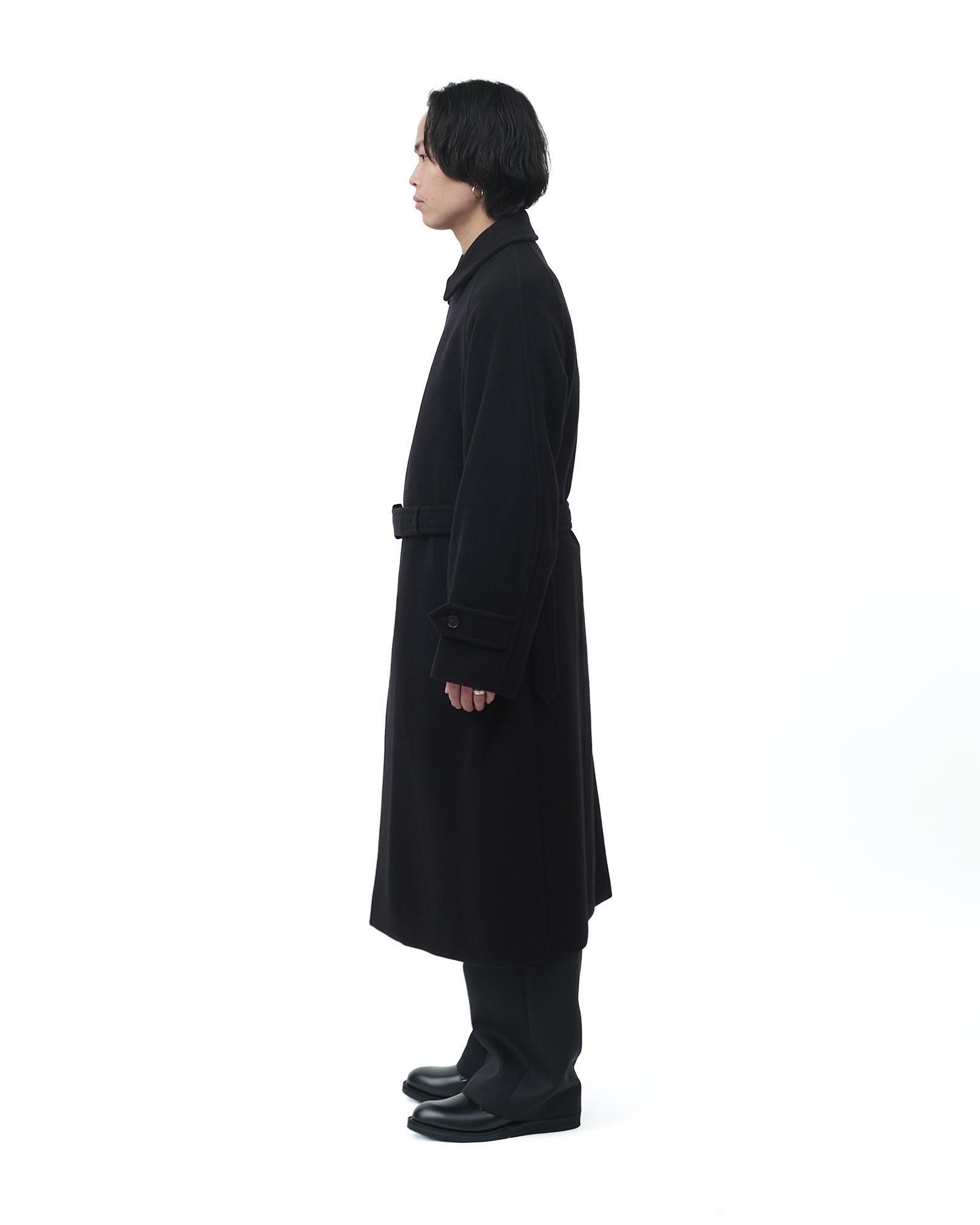 AURALEE SUPER FINE WOOL MOSSER SOUTIEN COLLAR COAT #BLACK