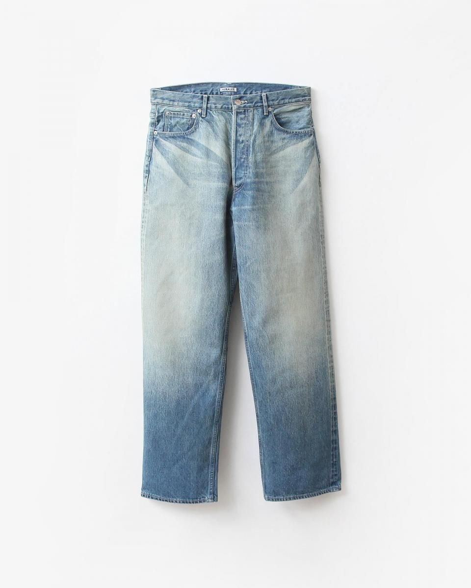 AURALEE SELVEDGE FADED HEAVY DENIM WIDE PANTS #FADED INDIGO