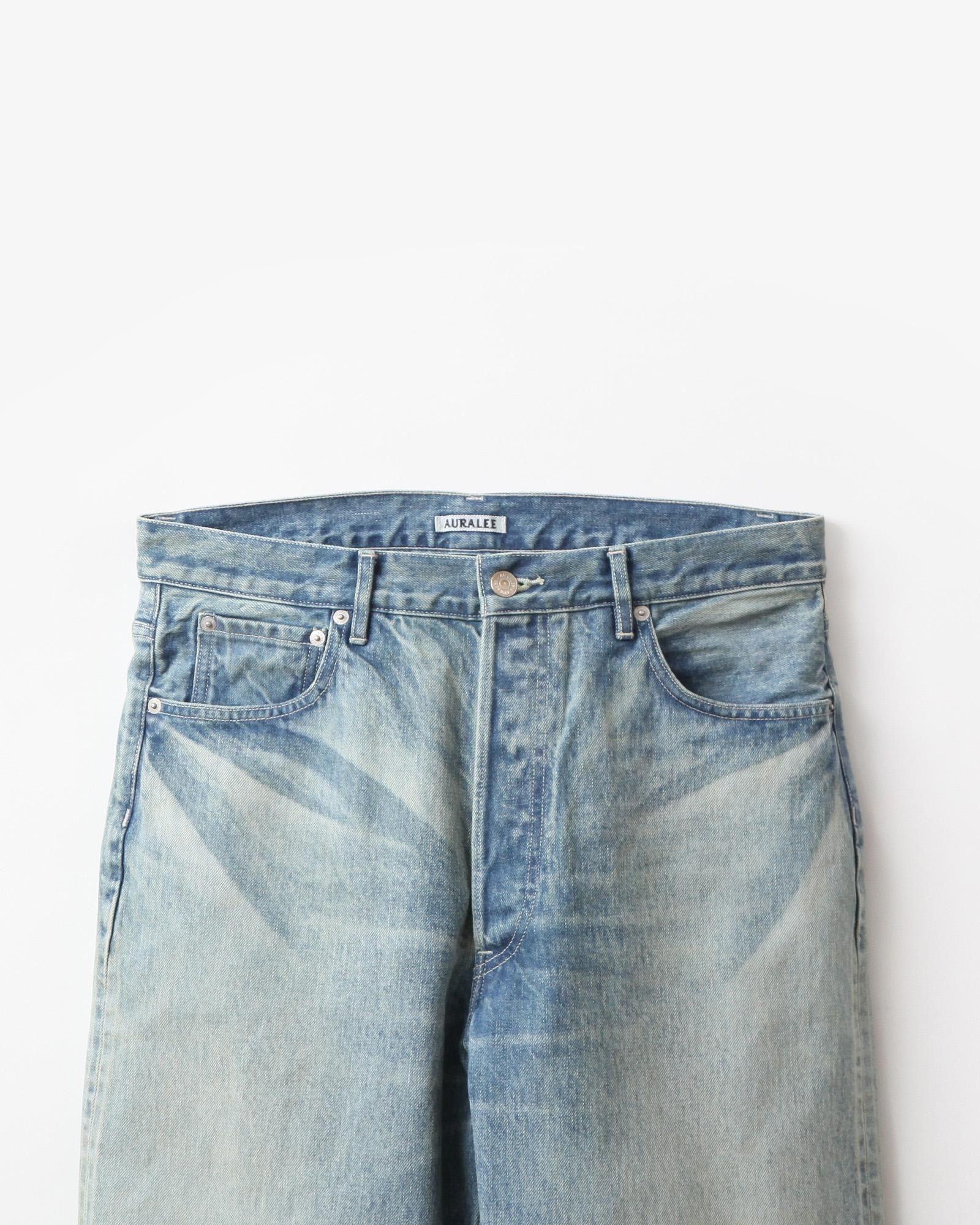 AURALEE SELVEDGE FADED HEAVY DENIM WIDE PANTS #FADED INDIGO