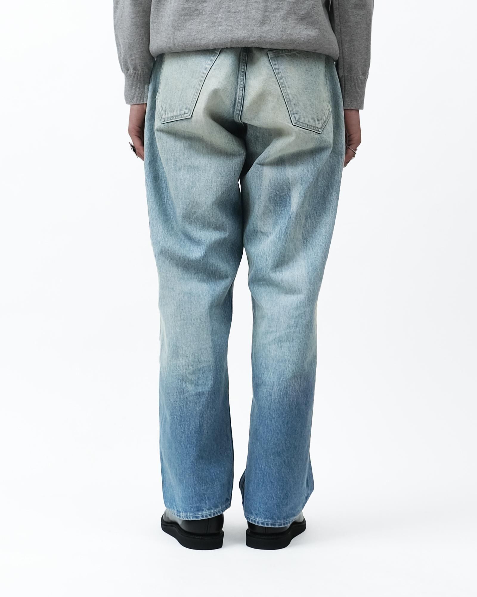 AURALEE SELVEDGE FADED HEAVY DENIM WIDE PANTS #FADED INDIGO