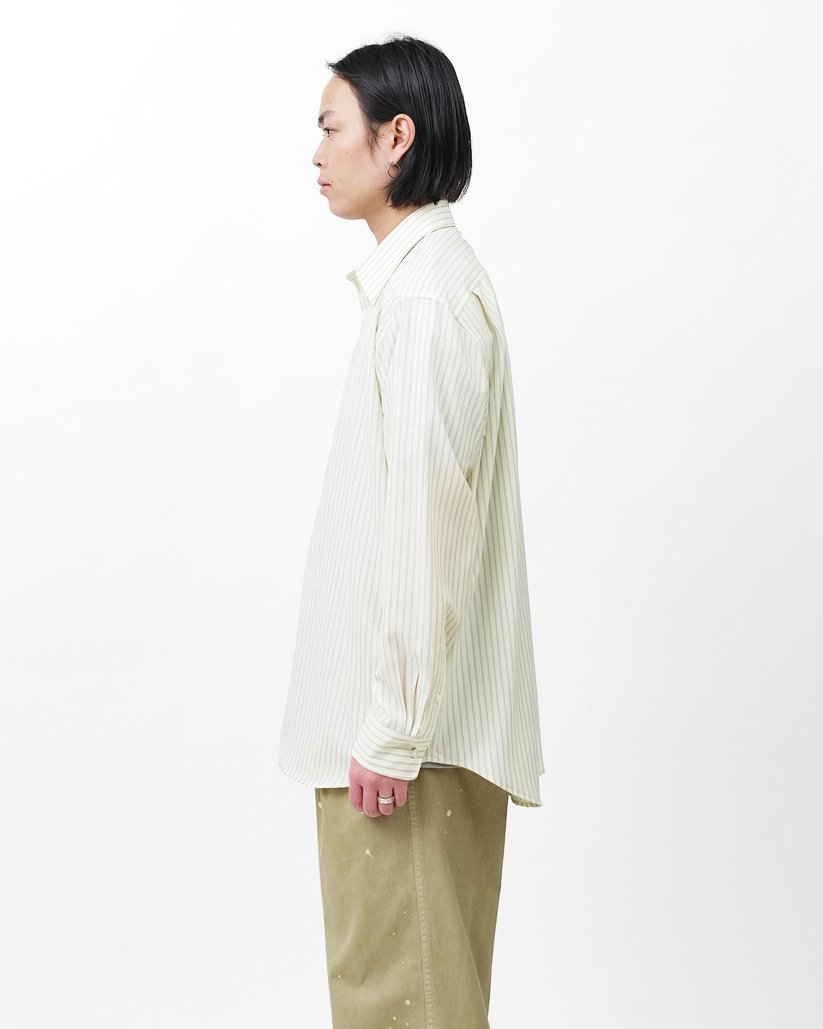 AURALEE SUPER FINE WOOL STRIPE SHIRT #IVORY WHITE STRIPE
