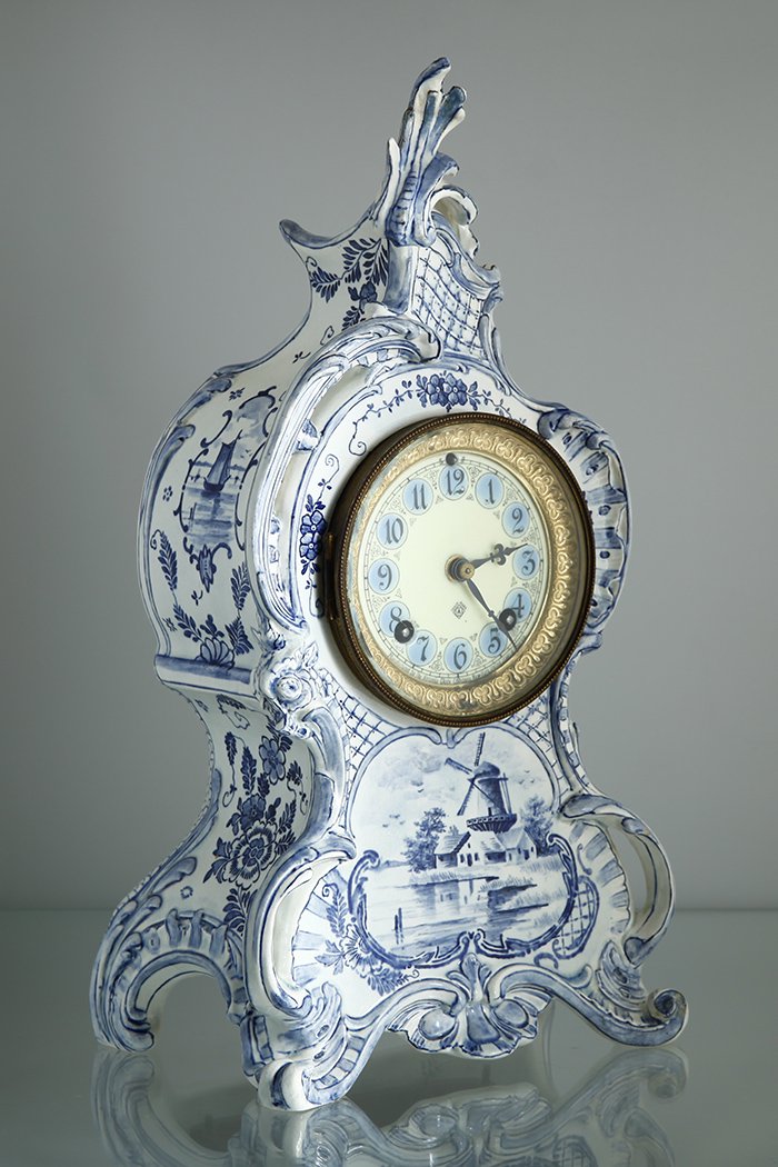 1880年頃　アンソニア社　ロイヤル・ボン窯　デルフト陶器の置時計　アンティーククロック　mcj-4 - アンティーク&オールディーズ　オンラインストア
