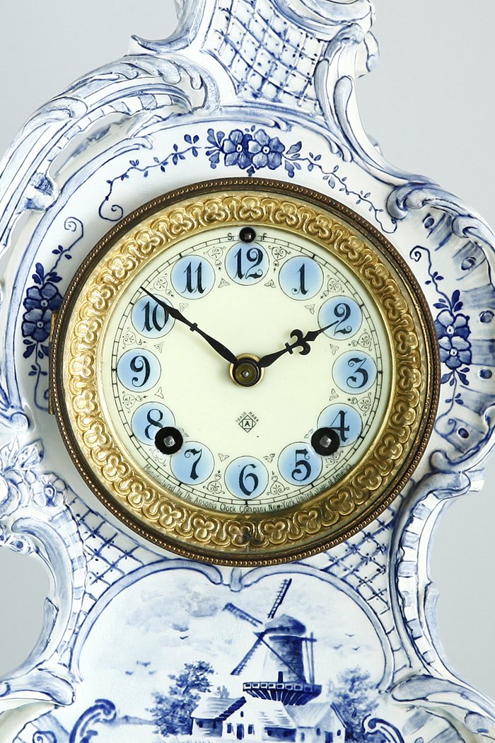 1880年頃　アンソニア社　ロイヤル・ボン窯　デルフト陶器の置時計　アンティーククロック　mcj-4 - アンティーク&オールディーズ　オンラインストア
