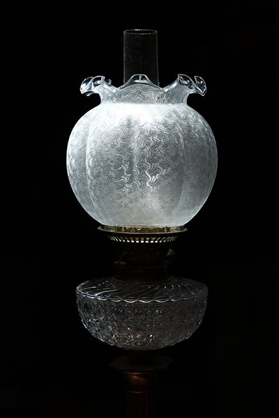 1880年代　バカラ社　腐食ガラスのオイルランプ　tl-19 - アンティーク&オールディーズ　オンラインストア