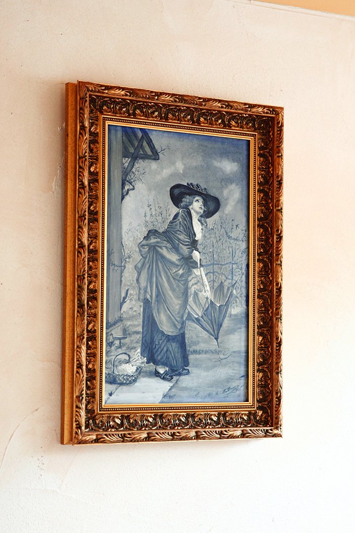 デルフト焼のエマイユ 陶板画 19世紀末オランダ アンティーク 絵画