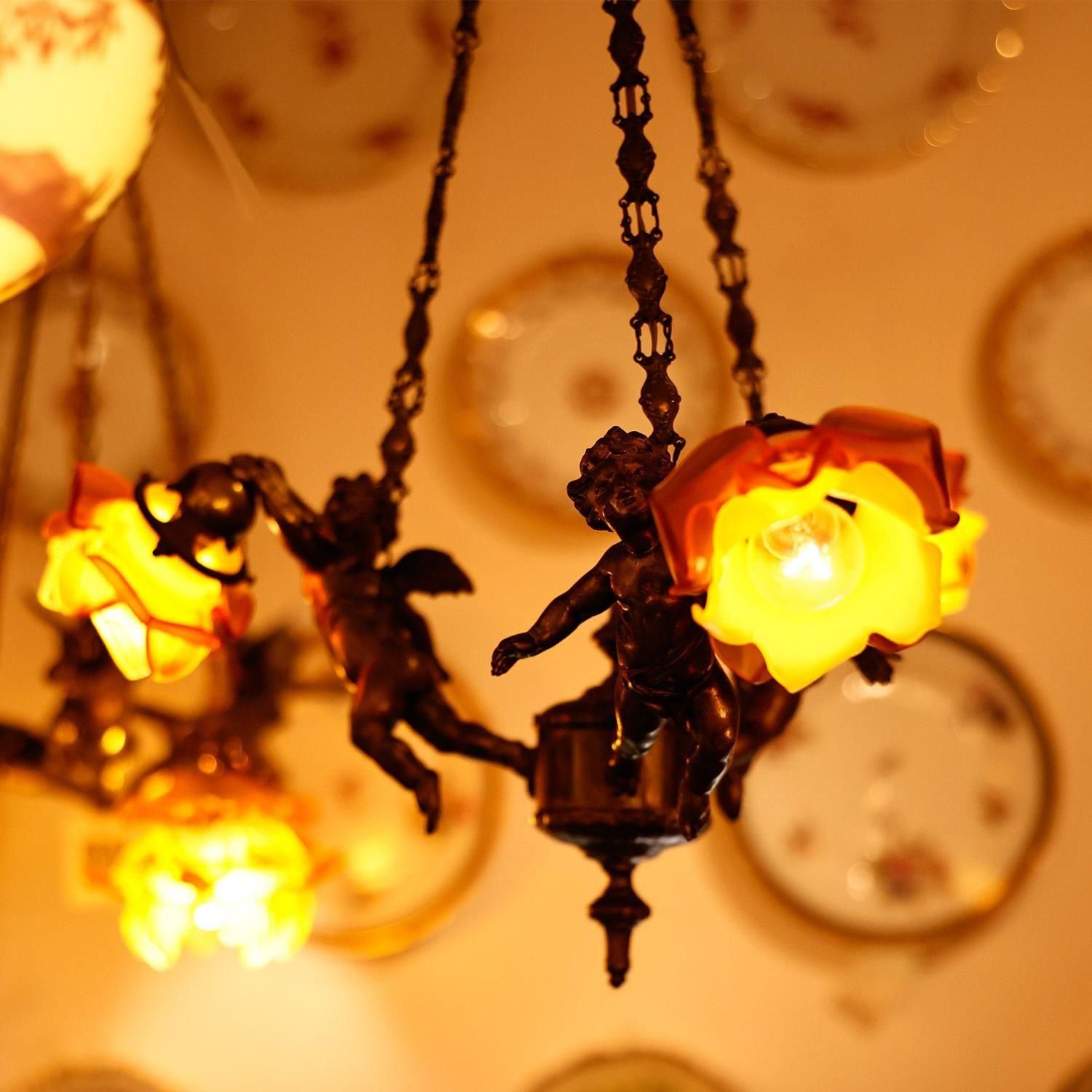 3人の天使シャンデリア エンジェル パートドヴェール アールデコ期