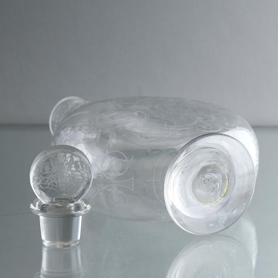 バカラ 腐食技法 ミケランジェロ デキャンタ 1870年頃 Baccarat