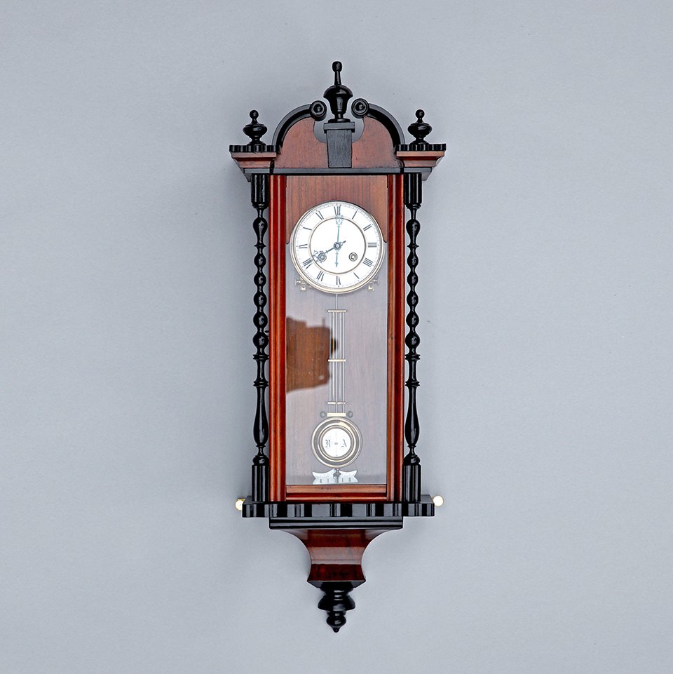 ユンハンス社 壁掛け柱時計 1910年代 エナメルダイヤル 琺瑯文字盤 