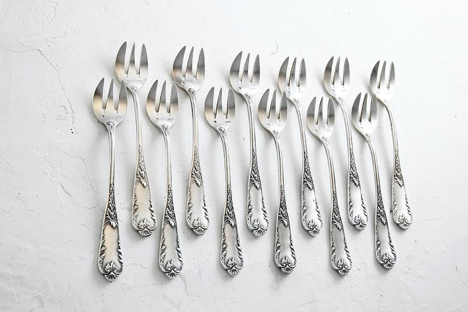 デザートフォーク12本 無銘 フランス アールヌーヴォー期